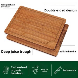 Ensemble de trois pièces <span class=keywords><strong>planche</strong></span> à découper en bambou double face carbonisé en bois massif pour <span class=keywords><strong>Amazon</strong></span> blocs à découper pour les aliments cuits à la maison - Product Image 3