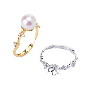 Anillo de Plata S925, Accesorio de Joyería de Plata Moderno para DIY, con Cuentas Redondas de 9-11 mm, Incrustaciones con Forma de Número 10224 - Product Image 3