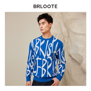 Pullover in lana Jacquard con scritta da uomo BRLOOTE maglione giovanile alla moda per l'abbigliamento autunnale e invernale in contrasto con lo stile Barut - Product Image 3