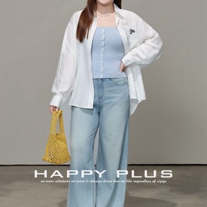 Ensemble décontracté tricoté pour femme grande taille, couleur unie bleu rêve, avec bretelles, jean bleu clair et chemise blanche N9335 - Product Image 2