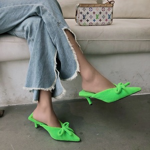 2025 Summer Latest Material Fluorescent Green and <strong>Kitten</strong> <strong>Heel</strong> <strong>Mules</strong> for Ladies - Product Image 5