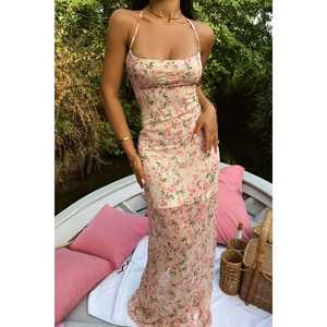 Vestido Floral con Tirantes, Elegante, Estampado Floral Vintage, Translúcido, Cintura Imperio con Vuelos Elásticos, Largo hasta la Rodilla, Dulce y Bonito para Fiesta, Talla XL - Product Image 6