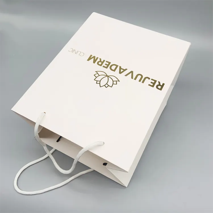 무료 디자인 사용자 정의 에코 친화적 인 흰색 판지 인쇄 럭셔리 선물 의류 쇼핑 종이 가방 자신의 로고와 함께