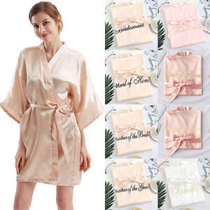 Women's Soft Satin Bride Bridesmaid <strong>Robes</strong> Short Kimono Satin Dress Custom Silky Pajama Gown for Spa Home Use for Wedding Parties - Product Image 2