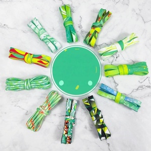 Cordones Planos de Poliéster Verde Lima Modernos con Diseño Floral de Flores Coloridas, Cordones Personalizados para Zapatillas Deportivas de Mujer y Hombre - Product Image 2