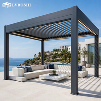 Pergola motorisée en aluminium 6063-T5 de qualité supérieure avec éclairage LED intégré, résistante aux ouragans et aux intempéries, idéale pour balcon de luxe