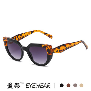 แว่นตา แว่นกันแดดทรงแคทอายสำหรับทุกเพศ เลนส์เรซิ่น UV400 กรอบสีน้ำตาล - Product Image 4