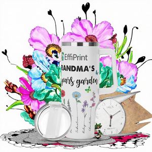 EffiPrint Gobelet isotherme 40 oz à succès avec poignée creuse blanche, couvercle semi-transparent, design moderne, impression UV à la demande pour boissons - Product Image 4