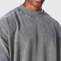 340 Gram Hemdje Heren Grijs Casual Oversized T-Shirt Met Ronde Hals En Korte Mouwen, Losse Katoenen Streetwear Mode Basic T-Shirt