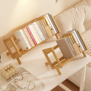 Desktop Bookshelf Bamboo Simple <b>Storage</b> Rack For Office Desk Organizing Books And <b>Files</b> Rectangle Standing Type - Product Image 3