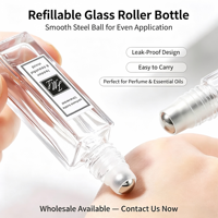 Flacon roll-on portable en verre carré de 5 ml, 10 ml, 20 ml, 30 ml pour parfum et huiles essentielles