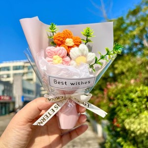 Handmade Crochet thu nhỏ vĩnh cửu hướng dương bó hoa cao phồng hoa nhân tạo ngày của mẹ phục sinh giáng sinh năm mới - Product Image 2
