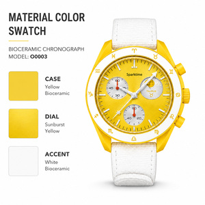 Montre sport de luxe Sparktime Taurus Zodiac, boîtier en plastique jaune 40 mm, cadran numérique, phase de lune, bracelet en nylon, unisexe, quartz, tendance - Product Image 6
