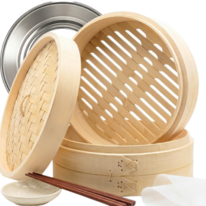 Olla de Vapor Ecológica de Acero Inoxidable de 3 Niveles para el Hogar, con Tapa de Vidrio, Bandeja de Vapor y 4 Recipientes para Vaporizar, para la Cocina Diaria - Product Image 1