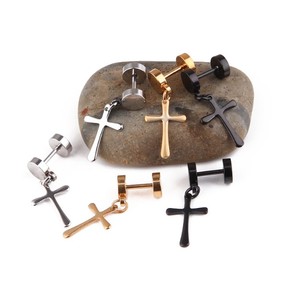 Boucles <span class=keywords><strong>d</strong></span>'oreilles pour hommes avec croix - Product Image 2