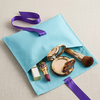 Pochette cosmétique en papier kraft recyclable avec logo personnalisé, fermeture à ruban, réutilisable pour le maquillage et les bijoux, idéale pour les voyages et les cadeaux