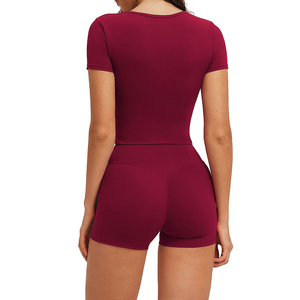 <span class=keywords><strong>Ensemble</strong></span> de <span class=keywords><strong>sport</strong></span> respirant pour <span class=keywords><strong>femme</strong></span> en Spandex/Nylon - Soutien-gorge et pantalon de yoga extensibles dans quatre directions avec taille élastique - Product Image 2