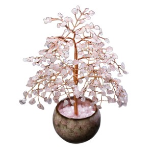 Rose Quartz <b>Crystal</b> <b>Tree</b> Ornament Pink Floral Home Decoration Gift Craft Decorative Plant - Product Image 5