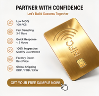 Carte NFC personnalisée plaquée or brossé de qualité supérieure pour cadeaux d'entreprise et contrôle d'accès – Vente en gros
