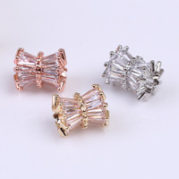 14k Gold Mikro-Set Zirkonia-Perlen-Trenner, schlanke Taillenfassperle, DIY Schmuckzubehör, Großhandel für Armbänder und Halsketten