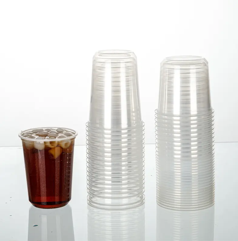 Disposable ice cup 116 caliber 8OZ 12OZ 16OZ 24OZ 32OZ transparent mesh red milk tea cup PET plastic packaging cup