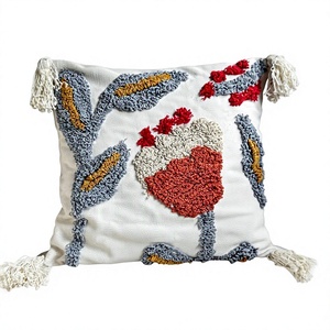 Funda de cojín bohemio hecho a mano de algodón con mechones de lujo para sofá, sala de estar, producto de Venta caliente - Product Image 1