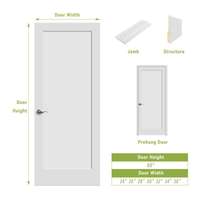 Portes intérieures doubles Shaker en MDF à âme pleine, pré-montées, blanches apprêtées, 24 pouces, avec poignée, pour placard