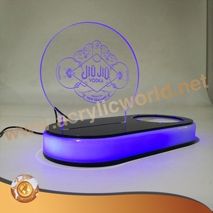 Exhibidor de Vino Personalizado para Mostrador, con Iluminación LED Azul, Soporte de Acrílico para Botellas, para Tiendas de Licores y Bares - Product Image 3