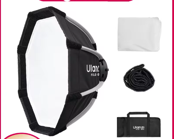 Ulanzi FOLD QS30 30cm Softbox Mini Bowens Mount Octagonal Quick Release Honeycomb Grid Softbox for Ulanzi LT028 COB Light Studio