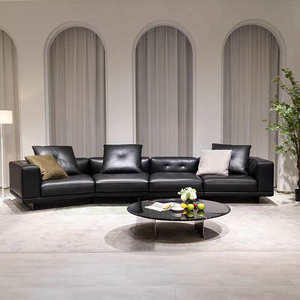 Canapé d'angle minimaliste italien Big Black Bull - Canapé modulaire <span class=keywords><strong>en</strong></span> cuir PU capitonné de luxe léger pour appartement villa - Product Image 2