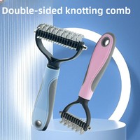 Peigne démêlant écologique double face pour animaux de compagnie - Râteau à nœuds ouverts en acier inoxydable avec fonction massage pour chiens et chats