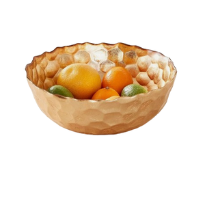 Bol de service à fruits en métal avec motif en relief pour mariage, dîner, service de table, vaisselle de cuisine, bols plaqués or, grossiste - Product Image 3