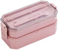 Boîte à lunch bento réutilisable à deux étages, étanche, sans BPA, pour enfants et adultes