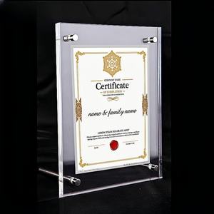 Support de carte de table acrylique transparent <span class=keywords><strong>plaque</strong></span> d'affichage de certificat porte-menu de bureau <span class=keywords><strong>cadre</strong></span> de licence commerciale <span class=keywords><strong>cadre</strong></span> <span class=keywords><strong>photo</strong></span> avec pieds - Product Image 1