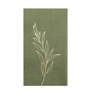 Gold Stamped Green Paper Napkins 330mmx400mm Disposable For Parties Fine Dining - Product Image 5