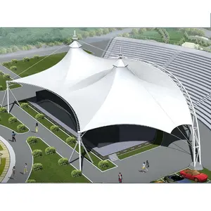 The sunshade roof of the university gymnasium adopts the tensioned membrane structure basketball court