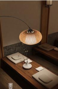 İskandinav Lüks Minimalist Villa Oturma Odası Demir Çerçeveli Ahşap Gölgelikli LED Ayaklı Lambader Yatak Odası İçin - Product Image 5