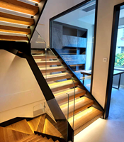 Escalier moderne à double poutre en bois de chêne, norme américaine VIKO