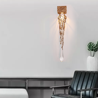 Lampe murale post-moderne de luxe léger, créative, pour chambre à coucher, lampe de chevet, ambiance artistique, escalier, Art Déco, cuivre, cristal