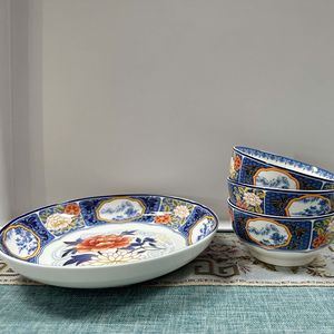 Assiette ronde en céramique émaillée de 8 pouces, style vintage, assiette creuse durable pour les fêtes - Product Image 5