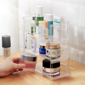 Cosmetic Organizer Makeup Acrylic Plastic Skin Care Case Desktop Transparent Cosmetics Storage Box
