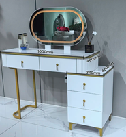 Table de toilette moderne minimaliste de luxe en dalle de roche, armoire de chevet tout-en-un, éclairée, taille personnalisable pour hôtel, petit appartement