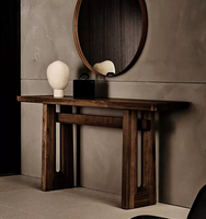 Console d'entrée moderne en bois massif, table noire minimaliste pour salon avec comptoir mural