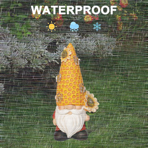 รูปปั้นคนแคระสำหรับสวนกลางแจ้งพลังงานแสงอาทิตย์ที่ขายดีที่สุดของ Amazon พร้อมตกแต่งดอกทานตะวันและโคมไฟ - Product Image 2