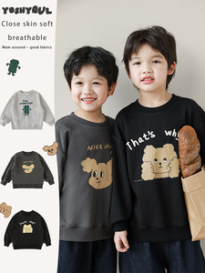 Personnalisé confortable lâche enfants pull sweats oem dessin animé col rond détendu goutte-épaule confortable enfants garçons sweats à capuche - Product Image 2