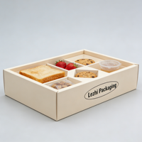 Boîte à pique-nique personnalisée avec compartiments et couvercles, plateau de service en carton divisé avec porte-ketchup