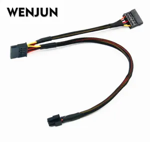 WENJUN Black Sleeved mini 6Pin to Dual SATA 15Pin HDD SDD Power Supply Cable for Dell Vostro 3650 3653 3655 5pcs