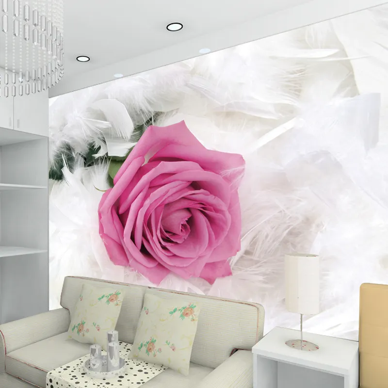 De 3D foto papel flor rosa De fondo De televisión gran Mural habitación dormitorio no tejido Mural De la pared De papel De Parede 3D