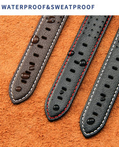 Huanlong สายนาฬิกาหนังแท้วินเทจ20mm, สายนาฬิกาแฮนด์เมด - Product Image 3