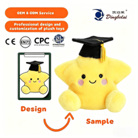 Boneka Bintang Wisuda Grosir, Boneka Plushie Lucu Warna Kuning Bersulam, Penghilang Stres, Topi Wisuda untuk Hadiah Wisuda